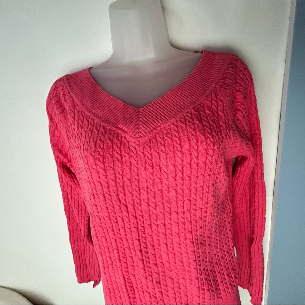 Talbots Barbiecore Pink Ribbed Sweater Small - Picture 3 of 10